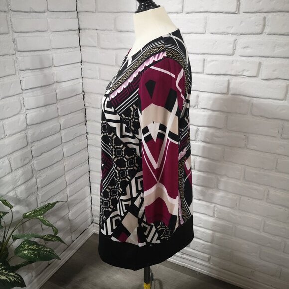 Cleo Ladies Size Large Multi Colored 3/4 Length Sleeves Dress or Tunic Top - Picture 4 of 10